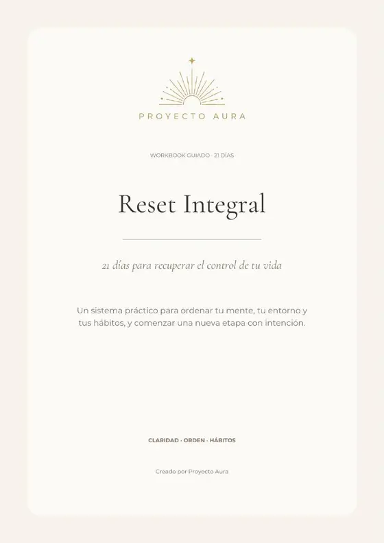Portada del workbook Reset Integral · 21 días